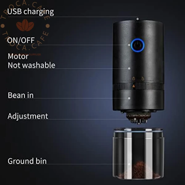 Coffee Grinder Electric Burr, Small Cordless Coffee Grinder Mini with Multi Grind Setting, Portable Coffee Bean Grinder Automatic for Camping/ Drip/ Espresso/ Pour Over French Press, USB - Image 2